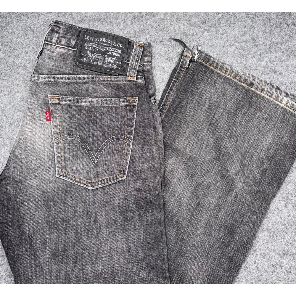 Vintage Levis 527 Low Boot Cut Jeans Mens 30x30 Distressed Faded Black Denim Y2K